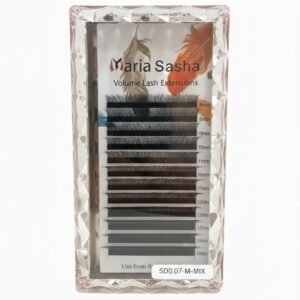 Cílios Maria Sasha 5D W Volume Egípcio – Curvatura M 0,07 Mix 8–14 mm